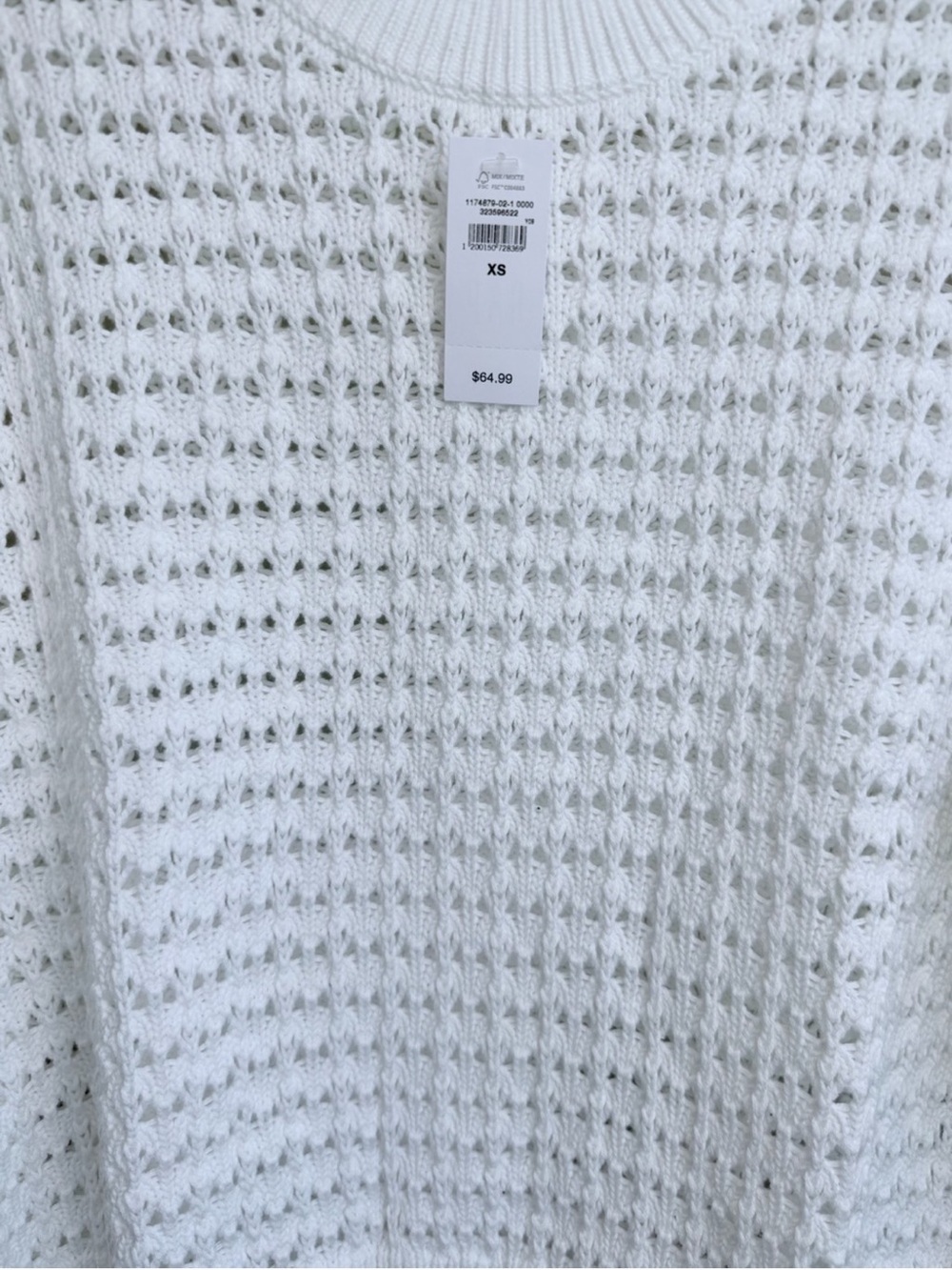 NWT GAP Oversized Crochet Cotton Knit  Crewneck Sweater White Size X-Small - Picture 4 of 10